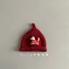 Chapéu de Lã Tricotado Vermelho de Ano Novo para Bebê para Outono e Inverno, Quente e à Prova de Vento, para Meninos e Meninas, Bebês e Crianças Pequenas, Chapéu de Ano Novo
