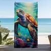 Amazon Cross-Border Estilo Verão Férias na Praia Toalha de Praia Microfibra Tartaruga Marinha Azul Toalha Esportiva