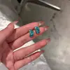 Aretes Azules Brillantes de Zirconia para Mujer 2026 Nuevo Estilo Caliente Lujo Ligero Aretes de Gama Alta Diseño de Nicho Joyería para Orejas
