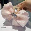 Horquilla con lazo de malla de Super Fairy, con diamantes de imitación y forma de corazón, para sujetar el pelo, con forma de tiburón y disco en la parte trasera, para mujer