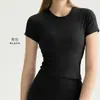 Top esportivo branco sem costura, manga curta, respirável, fino, para Pilates e yoga, camiseta de yoga manga curta justa, com sensação de segunda pele, efeito modelador