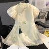 24 Comercio Exterior Ropa Infantil Vestido Infantil Nuevo Vestido con Colgante Bordado para Niña Vestido Infantil de Diente de León Cheongsam Chino