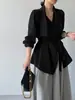 Gabardina Delgada Estilo Francés Elegante con Cuello Grande Jiangzuo para Mujer, Otoño 2026, Top Suelto de Longitud Media con Caída 1987