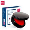 Caixa de Tinta Vermelha Deli 9868 Redonda Fundo Preto Tampa Preta Selo de Óleo Imprensa Impressão de Mão Carrega Selo Vermelho a Qualquer Momento