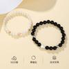 Pulsera de Cuentas de Plata de Ley S925 Obsidiana para Pareja de Fujian y Guangdong Pulsera con Cruz de Perlas de Agua Dulce Regalo para Novia