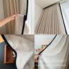 Cortina de chenilla lino lino sombreado borde negro crema estilo francés luz medio antiguo sentido francés sala de estar dormitorio alto peso