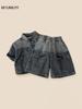 Conjunto para Niños 2026 Nuevo Estilo de Verano Chaqueta de Mezclilla de Manga Corta Moda Bebé Guapo Conjunto de Dos Piezas Ropa de Moda para Niños