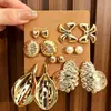 Pendientes Europeos y Americanos Transfronterizos Nueva Moda Simples Creativos de Personalidad Forma de C Gota de Agua Flor Set de Pendientes para Mujer Gama Alta Versátiles