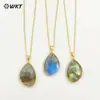 WT-N1453 pingente refletivo em forma de gota com pedra natural brilhante colar ajustável joia diária para meninas