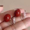 Aretes de Perla con Bolitas de Pan al Vapor Color Vino Ancora Pinza para Orejas Placa de Incienso Anti-Mosquitos Otoño e Invierno Sensación Avanzada Temperamento Aretes de Tachuela de Plata 925