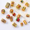 Cuentas cloisonné doradas que conservan el color con forma de barril, estilo nacional, esmalte quemado azul, cuentas de tubo, accesorios de joyería para pulsera hecha a mano DIY