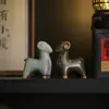 Figura de Cerámica de Oveja del Zodiaco de Jun Kiln para el Hogar, Sala de Estar, Estudio, Escritorio de Oficina, Mascota de Té Única, Juguete de Té, Regalo