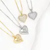 Amazon Moda Transfronteriza Cobre Chapado en Oro de 18K Zircón Corazón Cruz Collar Accesorios de Colgante de Collar de Alta Gama
