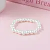 Pulsera de Perlas de Imitación Clásica Versátil Hecha a Mano con Cuentas para Niñas Moda Acrílico Linda Pulsera Blanca Pura