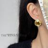 Pendientes geométricos redondos vintage de ojo de tigre antiguo, pendientes altos artísticos vintage, pendientes de moda que combinan con todo.