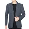 Fornecimento exclusivo transfronteiriço: Jaqueta de terno masculina xadrez de lapela única com dois botões, estilo business casual, para primavera/outono de 2026, para homens de meia-idade