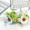 Buquê de combinação de girassol com 5 garfos decoração de casa flor artificial tecido de seda girassol atacado auditório de casamento conjunto arranjo de flores