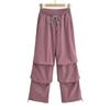 Calça macacão feminina Spice Girls Europeia e Americana com cintura elástica, pregas pinçadas, visual slim, perna reta, perna larga, calça casual