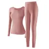 Roupa íntima térmica Langsha para outono e inverno, conjunto fino sem costura quente de top e calça para mulheres, tamanhos grandes