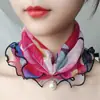 Primavera, Verano y Otoño Estilo Coreano Suéter de Malla Bufanda Pequeña para Cuello y Bufanda para Cuello Delgada Moderna Versátil Semidecorativa Bufanda de Gasa