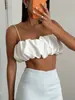 2026 Verano Amazon Sexy Chica Caliente Camisola Moda Femenina Satén Top Corto Ultra Corto Comercio Exterior Ropa de Mujer
