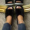 Zapatillas de casa de punta abierta peludas para otoño e invierno transpirables cálidas de felpa para mujer cómodas ligeras
