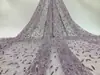 Tela de vestido de moda con bordado de lentejuelas de hoja de sauce y flor de malla de polvo de malla transparente directa de fábrica