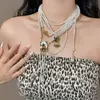 Collar de Cadena para Clavícula de Mujer con Borla de Perlas Retro de Alta Resistencia, Diseño de Nicho, Lujo Ligero, Versátil, Elegante, Multicapa