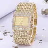 Comércio Exterior Venda Quente Moda Relógio Feminino Simples Quadrado Quartzo Pulseira de Liga Temperamento Strass Relógio Feminino Atacado