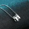 Colar de Moissanita Clássico Pingente de Cabeça de Touro com Diamante Prata 925 Diamante Único Diamante Cultivado Artificial Corrente de Clavícula Feminina Concisa