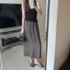 Falda Elegante para Mujer para Verano 100% Seda de Ácido Acético Suave y Delicada Antiarrugas Cintura Holgada Cordón Bolsillo Falda