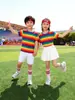 Temporada de Volta às Aulas Dia das Crianças Fantasia de Apresentação Manga Curta Foto de Formatura Dia do Esporte Jardim de Infância Aula Pai e Filho Uniforme Roupa de Apresentação Arco-Íris