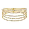 Pulsera Elástica Abierta de 5 Filas con Diamantes Completos, Clásica Europea y Americana Transfronteriza, Múltiples Capas de Cable de Acero, Zirconia, Rhinestone Estéreo