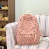 Mochila Estampada Estilo Ins Japonês para Meninas Alunas do Ensino Fundamental II e Médio Design em Veludo Sensação de Design de Nicho Versátil Bolsa de Ombro Duplo Mulheres