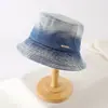 Chapéu de Pescador Vintage Lavado Degradê para Mulheres, Chapéu de Pescador Liso Versátil Estilo Streetwear Tendência, Chapéu de Sol Dobrável