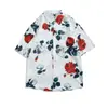 Camisa Havaiana Floral de Manga Curta para Praia Masculina Solta Casual Retro Bonita Versátil Camisa Floral Jaqueta para Homem