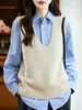 Chaleco de Punto 100% Lana Pura con Cuello en V Profundo para Mujer, Para Capas en Otoño e Invierno, Nuevo Chaleco Suéter Versátil Holgado 2026
