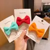 Pasador de corbata de moño de color caramelo para niños, lindo, versátil, para el lateral, para bebé, niña, doble capa, tela hecha a mano, pinza para flequillo
