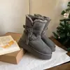 Botas de neve altas dobráveis bidirecionais com sola grossa e forro de pelúcia femininas 2026 inverno novo antiderrapante espessadas de cano curto sapatos de algodão cinza