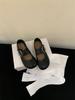 Sapatos Rasos Femininos Al Femininos Boca Rasa 2025 Outono Novo Sapatos Mary Jane de Solado Macio Velcros Pretos Sapatos Pequenos de Couro