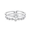 Anillo de estrella de doble capa de plata esterlina s925, anillo ajustable con apertura de diamante y temperamento de moda coreana para el dedo índice.