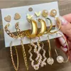 Set de Aretes de Aro con Perlas para Mujer Pendientes Geométricos Pendiente Círculo