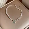 Colar de Pérola Redonda com Zircônia Moda Simples Versátil Elegante Temperamento Corrente para Clavícula Luxo Leve Sensação de Alto Padrão Acessório de Pescoço Joia