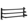 Estante para Toallas de Aluminio Espacial Sin Taladro Barra para Toallas Barra Única Baño Tres Barras Barra Colgante Baño Negro Nórdico Creativo