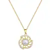 [Aço titânio] Colar Brincos terno Luz Luxo Rotativo Pérola Diamante Cheio Personalidade Elegante Banquete Brincos Colar Conjunto