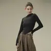 Danza Moderna de Manga Larga Tejida Ropa para Danza de Dedos Danza Clásica Top Ajustado Ropa de Práctica Traje de Baño de Yoga para Mujer Adulta