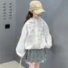 Ropa de Protección Solar para Niñas Primavera y Verano 2026 Nueva Moda Estilo Coreano Casual Sudadera con Capucha y Lazo para Niños Mayores