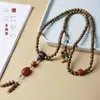 Nuevo Estilo Chino Estilo Chino Madera de Chisinac Multi-Círculo Collar Pulsera para Hombres y Mujeres Combinación Perfecta Cadena Larga de Lana Accesorios Antiguos
