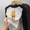 2026 Nova Camada Base Térmica de Fleece Versátil para Meninos de Crianças Médias e Maiores, Outono/Inverno Gola Redonda Blusa de Manga Longa Color Block Quente Tendência