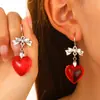 Europa y Estados Unidos transfronterizos súper vendidos estilo dulce corazón esmalte de color arete lazo San Valentín aretes de amor aretes para mujer